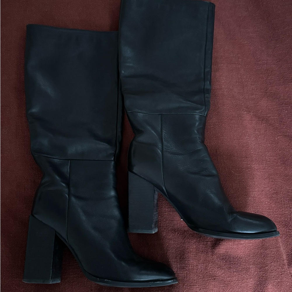 Tony Bianco Black Square Toe Heeled Boots